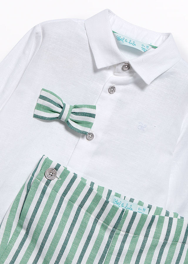 Bermuda and shirt w/bowtie set Aloe