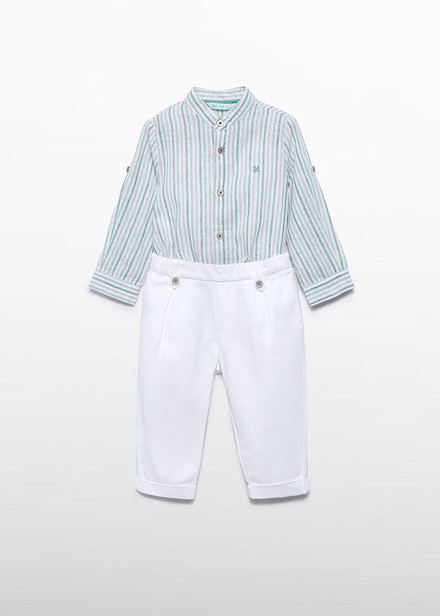 Pants and mao shirt set aloe