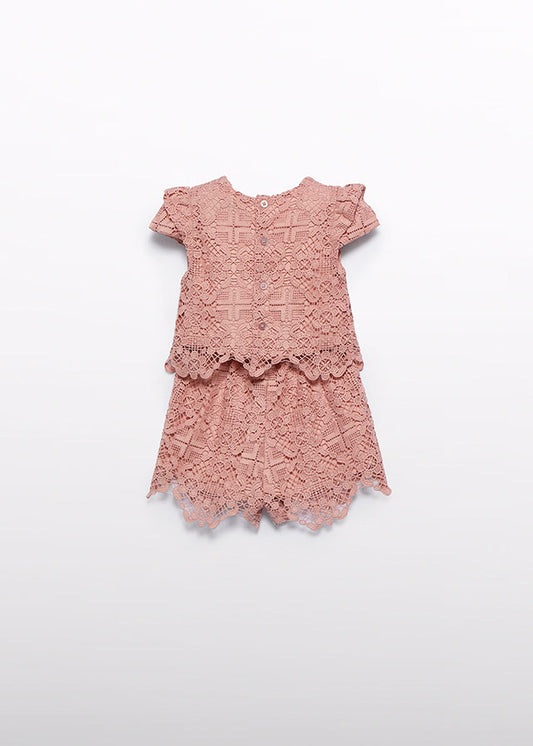 Crochet short set Salmon