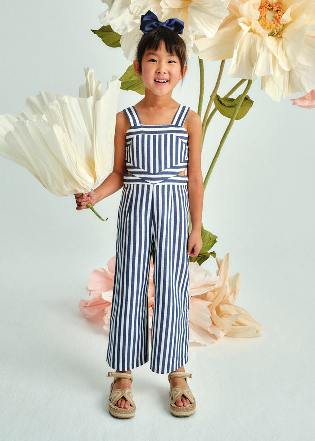 Two-tone striped jumpsuit Indigo