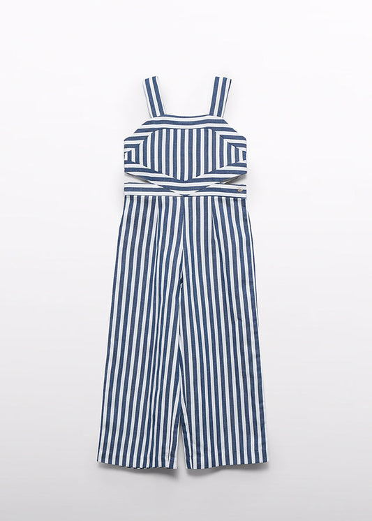 Two-tone striped jumpsuit Indigo