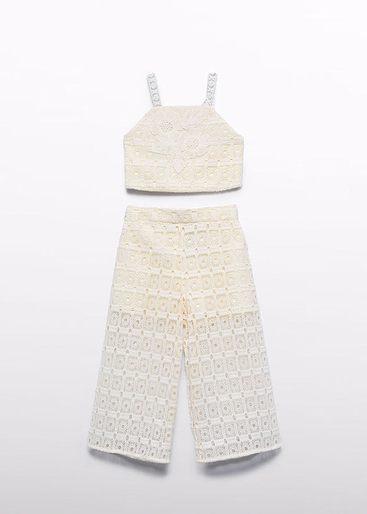 Crochet pants set Natural