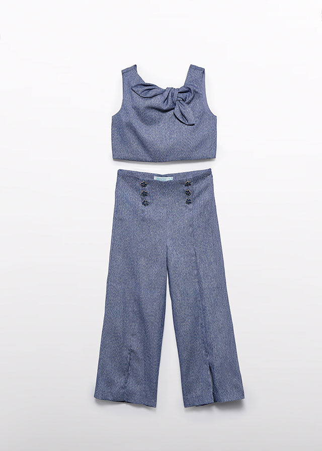 Indigo Pants and top w/bow set