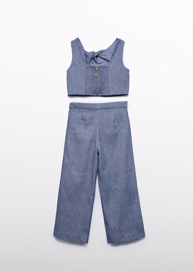 Indigo Pants and top w/bow set