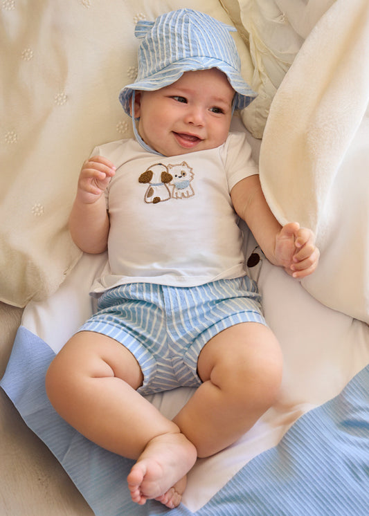 1276- Sky shorts and hat set