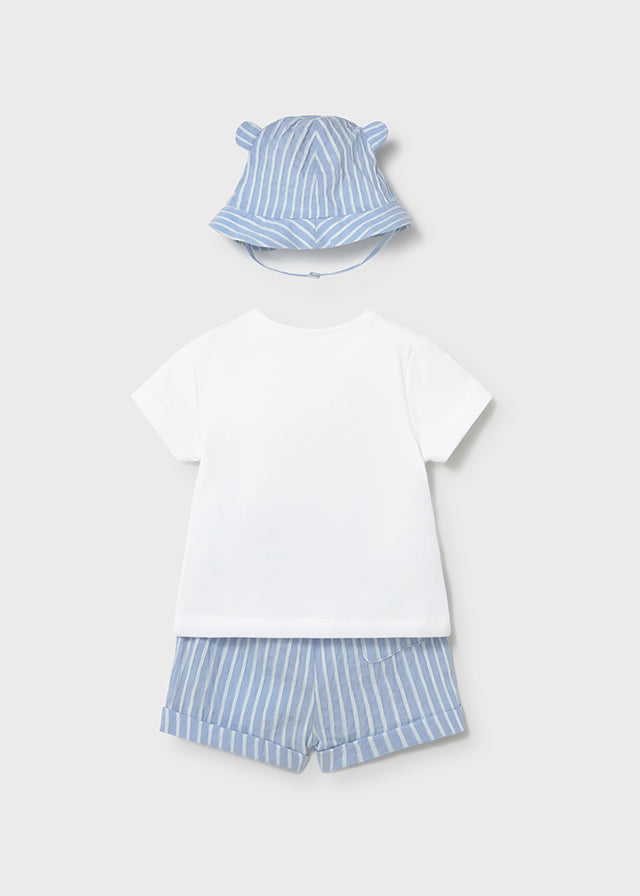 1276- Sky shorts and hat set