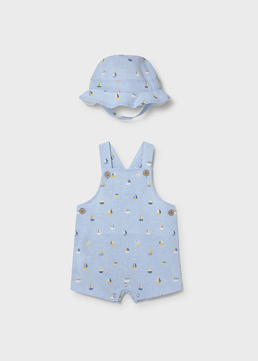 1611- blue overalls with Hat