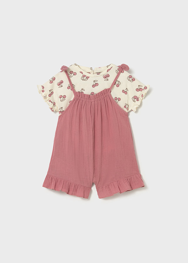 1656- blush overall t-shirt set