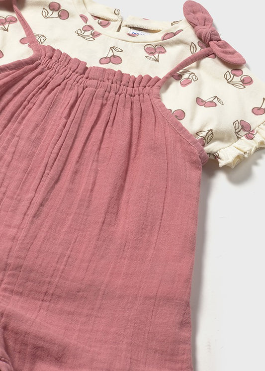 1656- blush overall t-shirt set