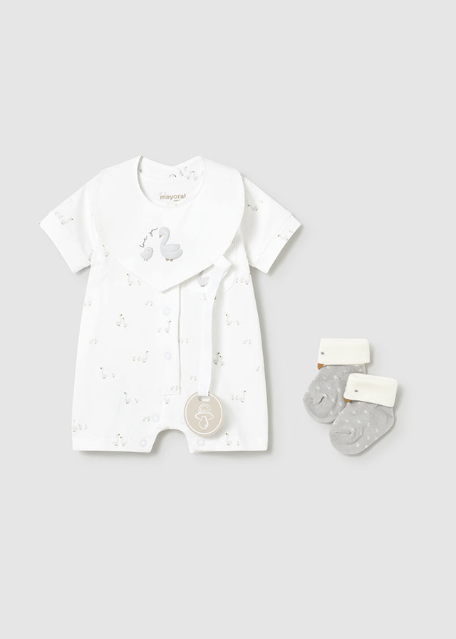 1727- White short pijama gift set