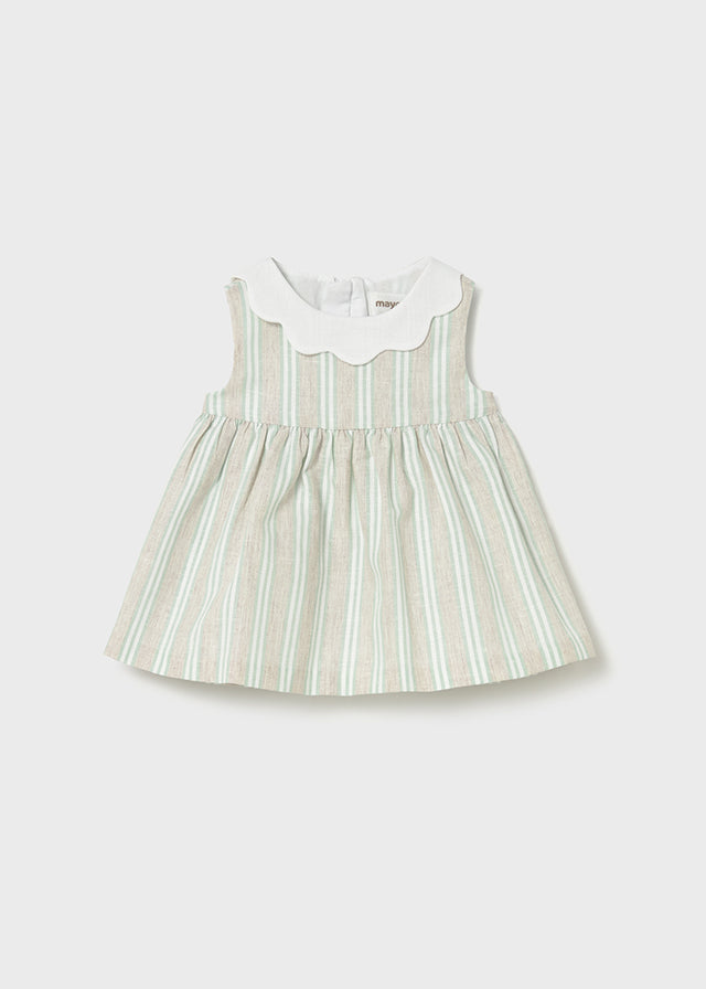 1801- aqua stripes linen dress