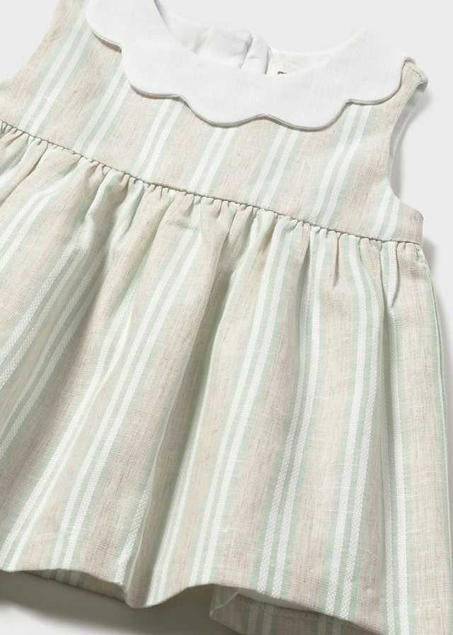1801- aqua stripes linen dress