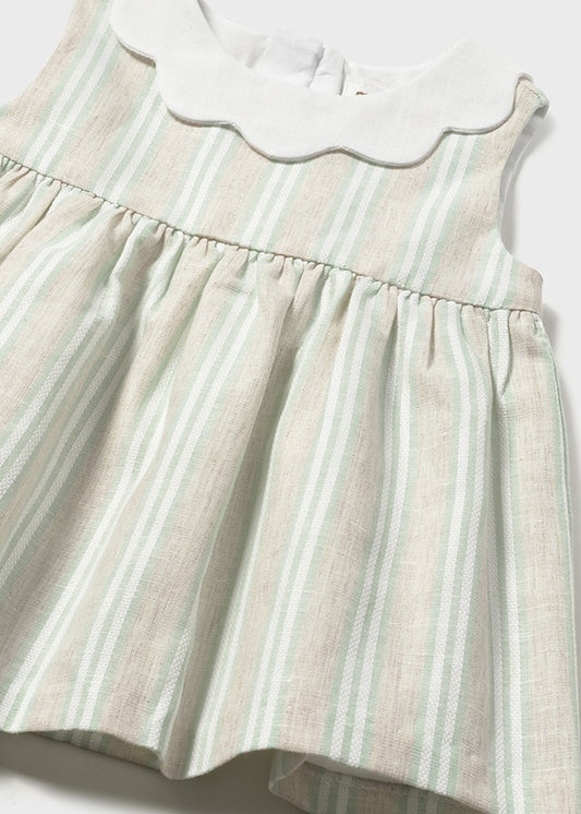 1801- aqua stripes linen dress