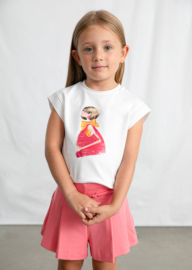 3005- fushia White t-shirt
