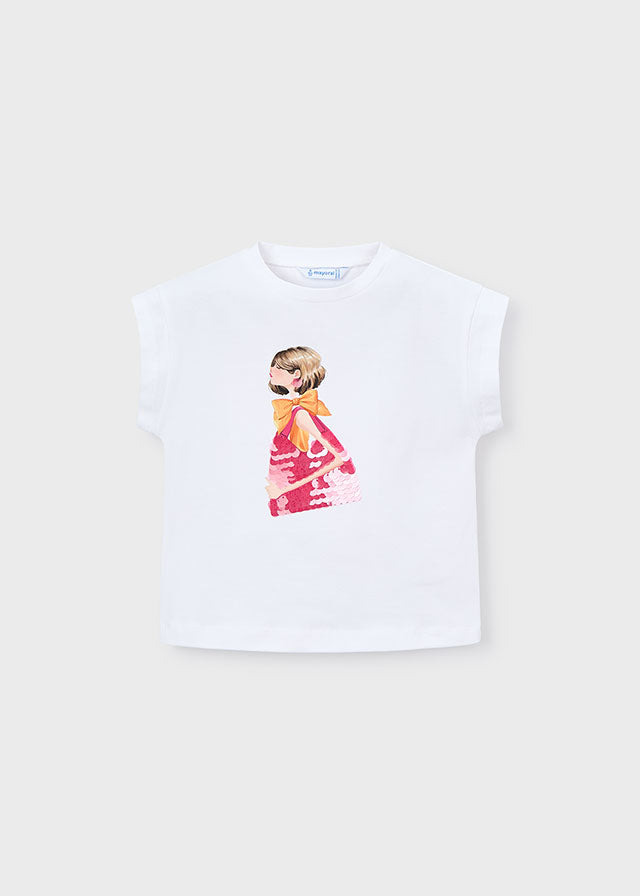 3005- fushia White t-shirt