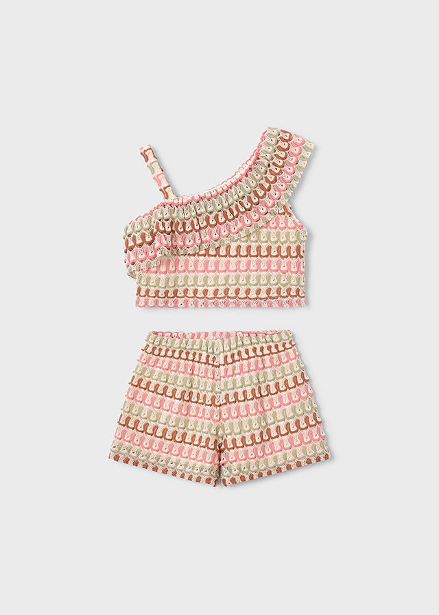 3225- tangerine knit short set