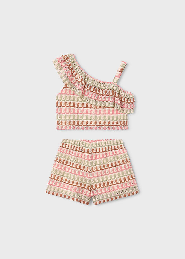 3225- tangerine knit short set