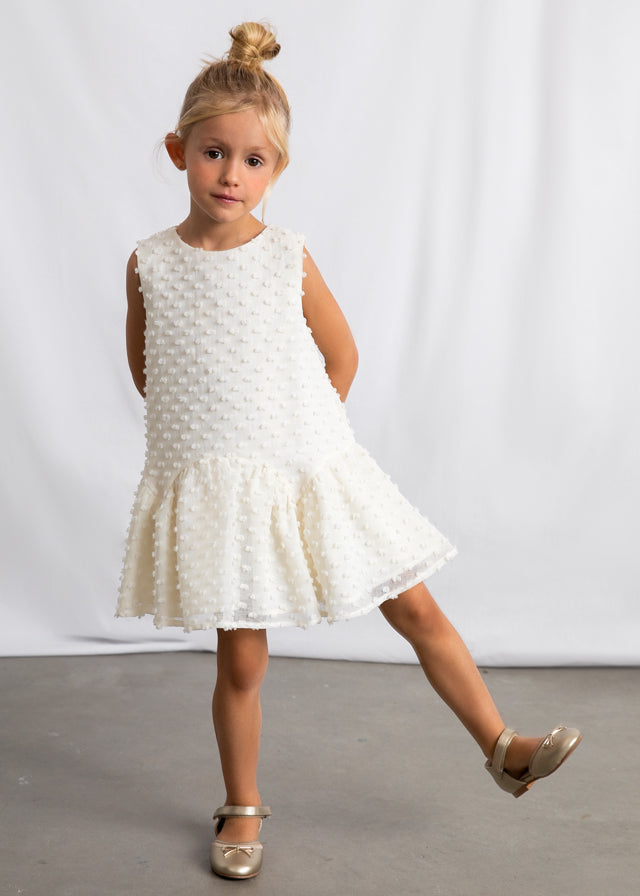 3911- bone swiss dot dress