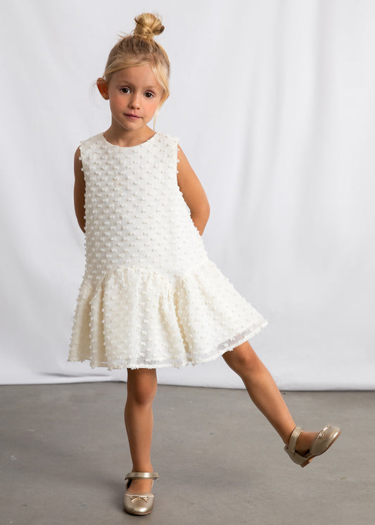 3911- bone swiss dot dress