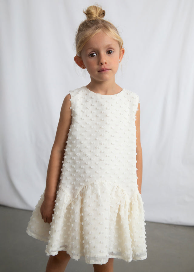 3911- bone swiss dot dress