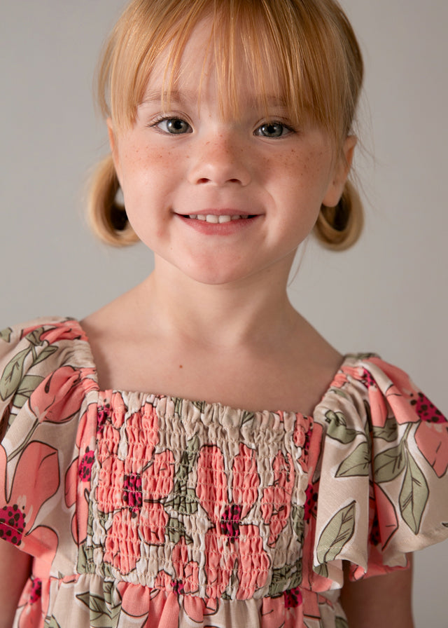 3932- tangerine linen efect dres