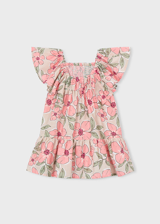 3932- tangerine linen efect dres