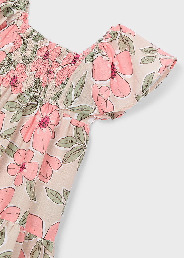 3932- tangerine linen efect dres