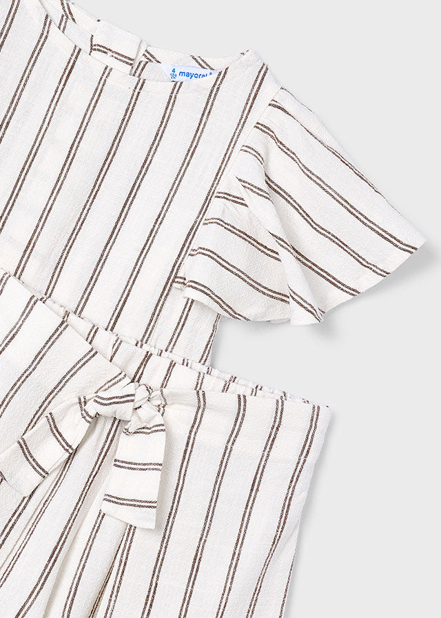 3949- beige striped skirt set