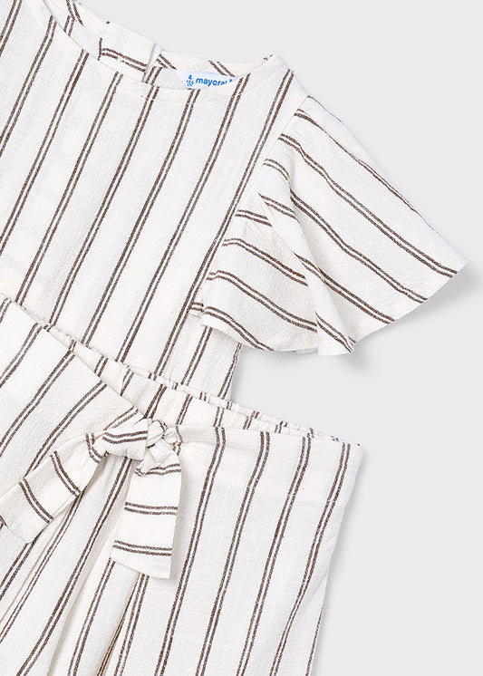 3949- beige striped skirt set