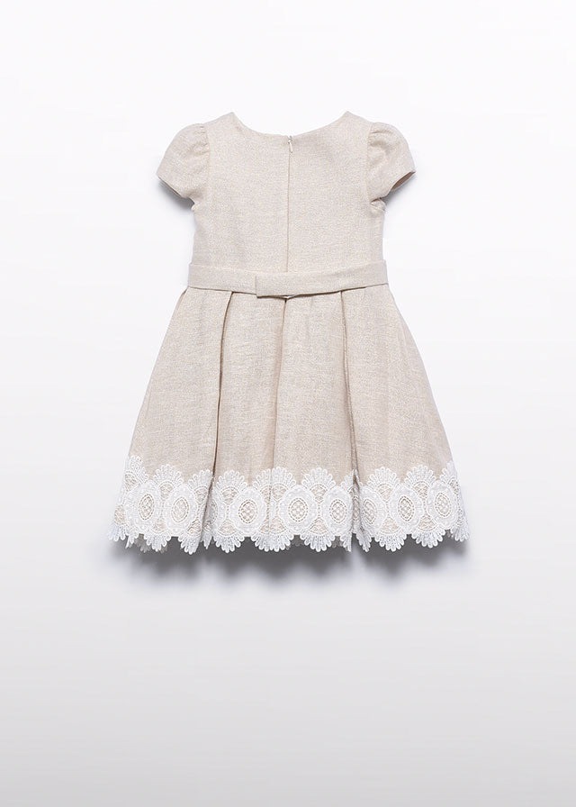 5026- Champagne Embroidered flowers dress