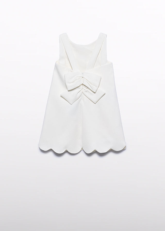 5055- cream 3d flower crepe dress