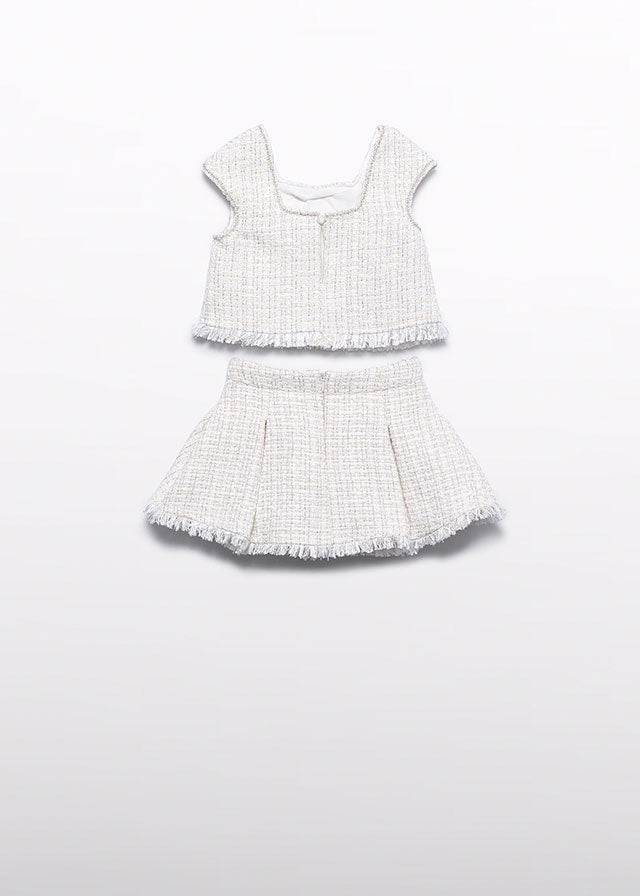 5059- cream skirt set