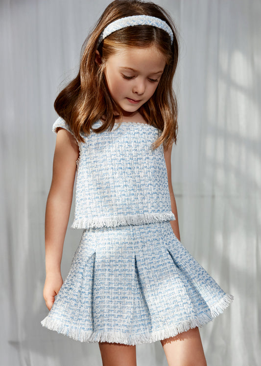 5059- sky blue skirt set