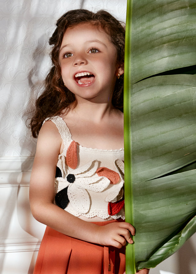 5172- cream crochet flower top