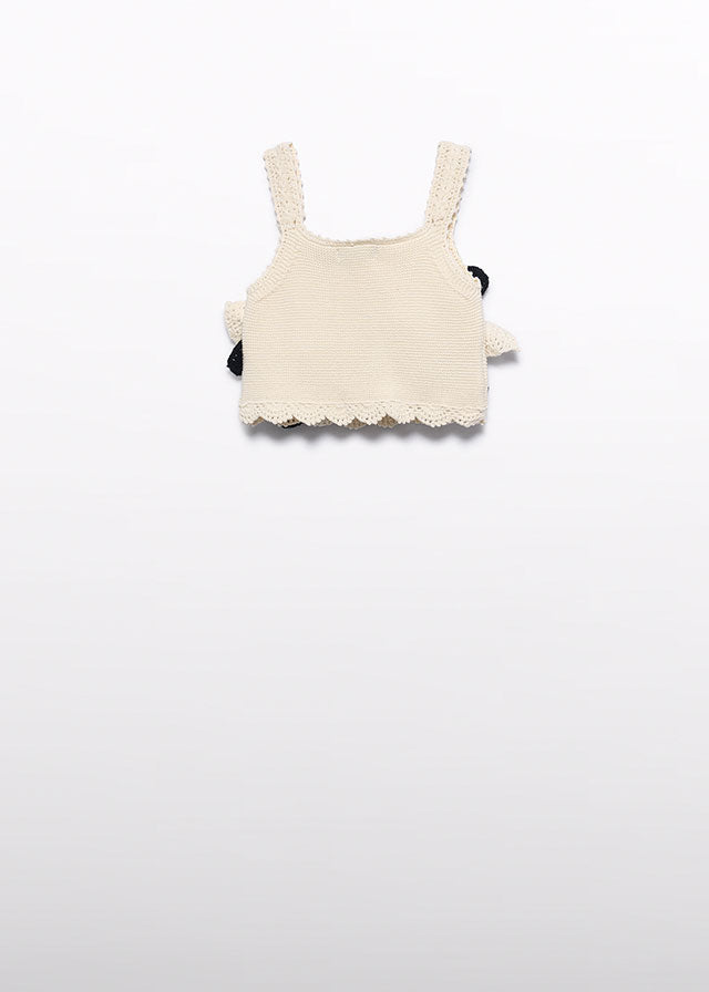 5172- cream crochet flower top