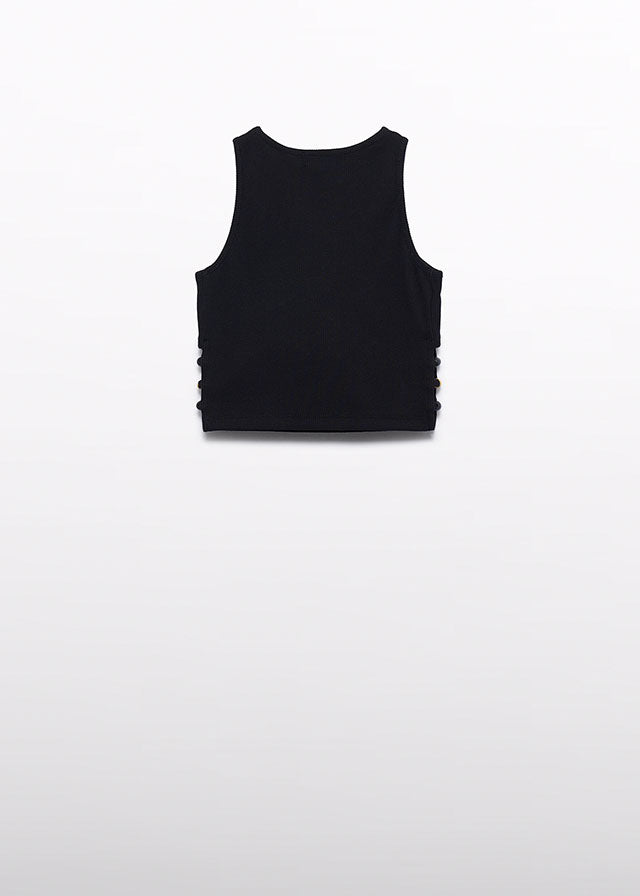 5174- black crochet flower top