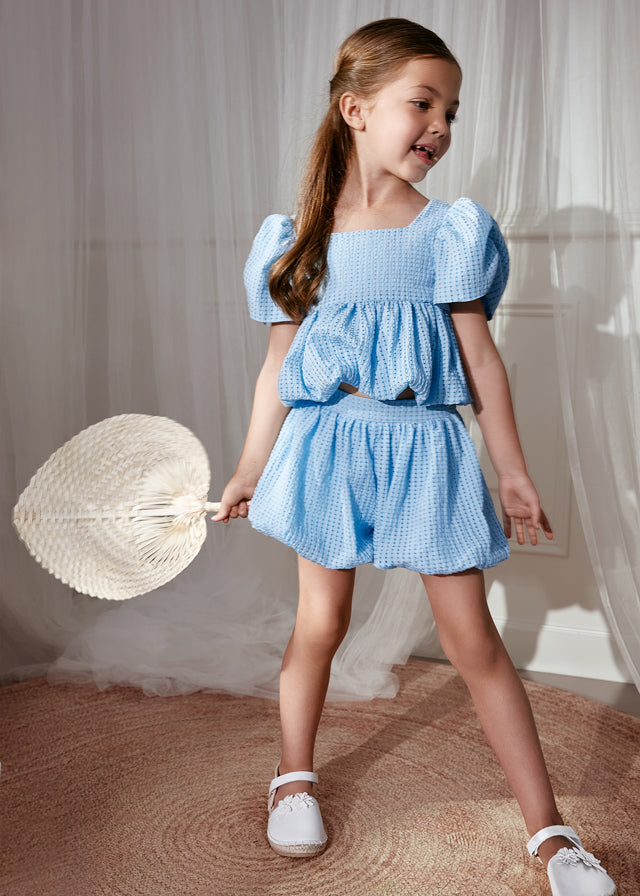 5208- sky blue short set