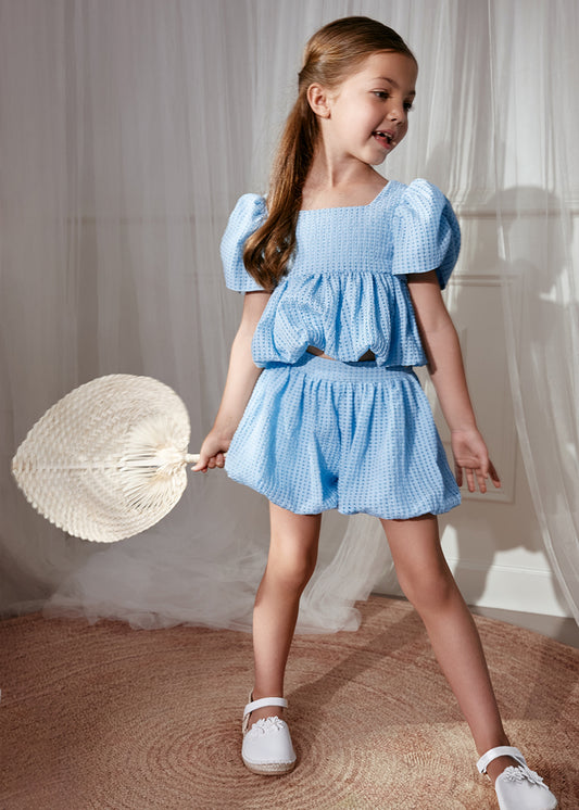 5208- sky blue short set