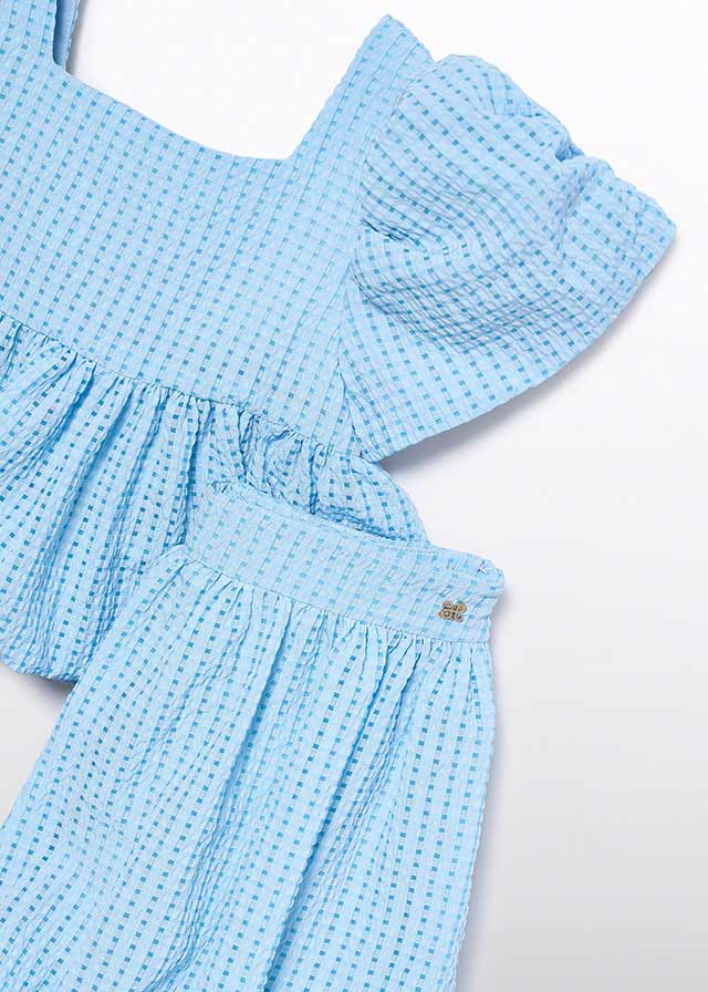 5208- sky blue short set