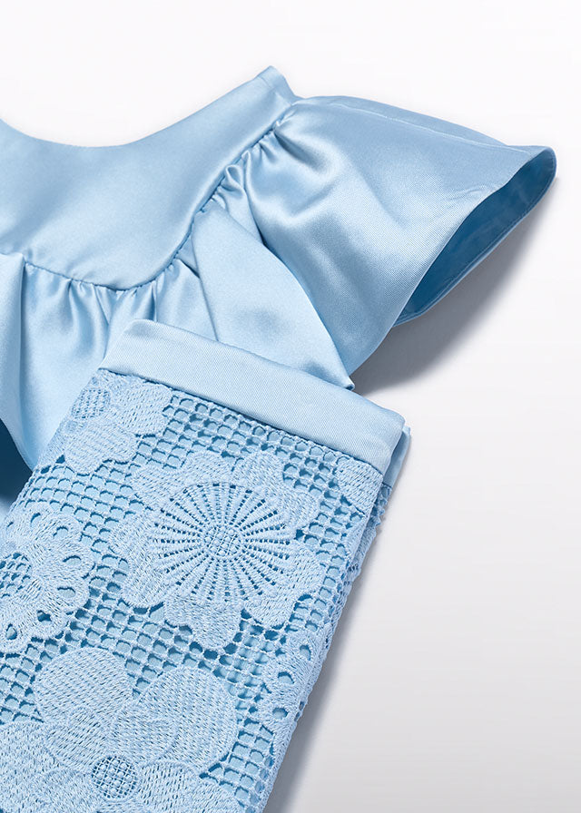 5212- sky blue guipure lace culotte pants set