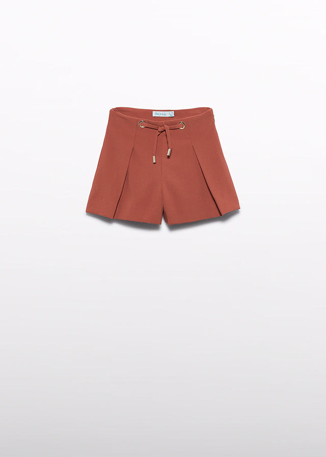 5274- brick red crepe bermuda