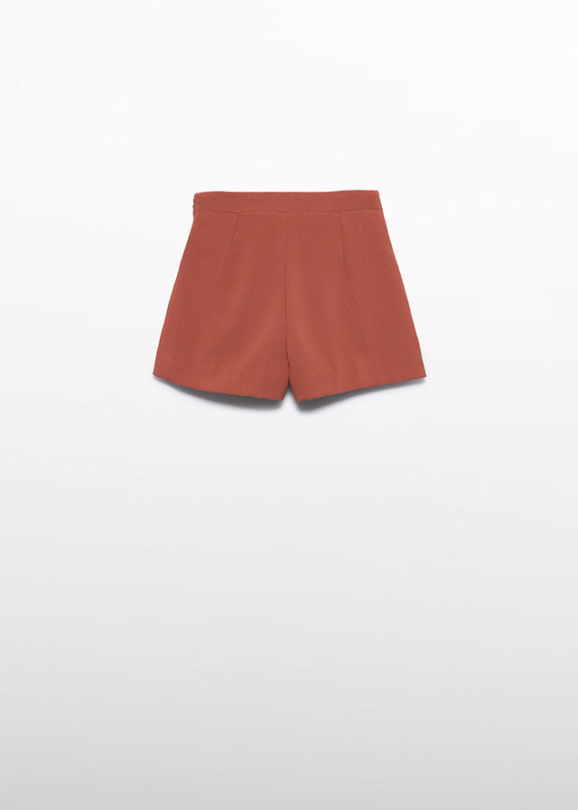 5274- brick red crepe bermuda