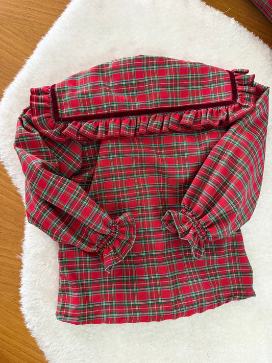 Red tartan blouse - PRE ORDER