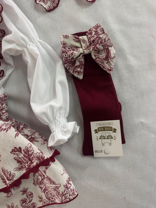 Toile de Jouy bordeux Socks - PRE ORDER