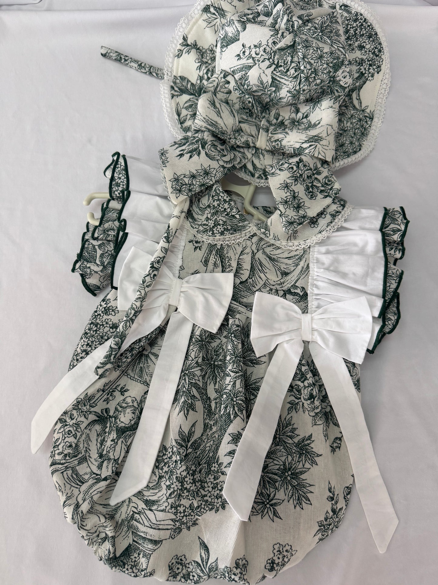 Toile de jouy green Romper- PRE ORDER