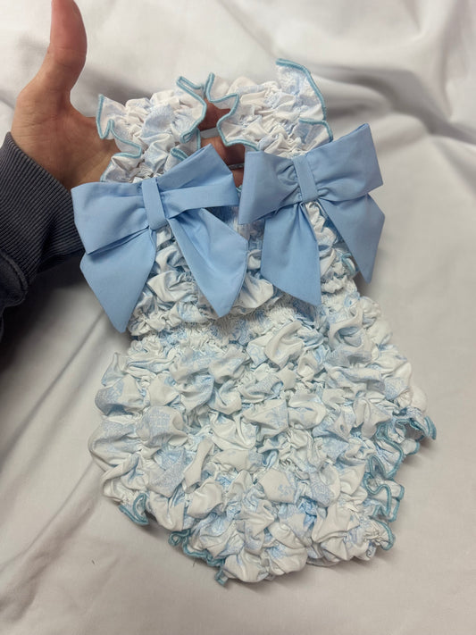 Toile de jouy céleste badpak 3 bows - PRE ORDER