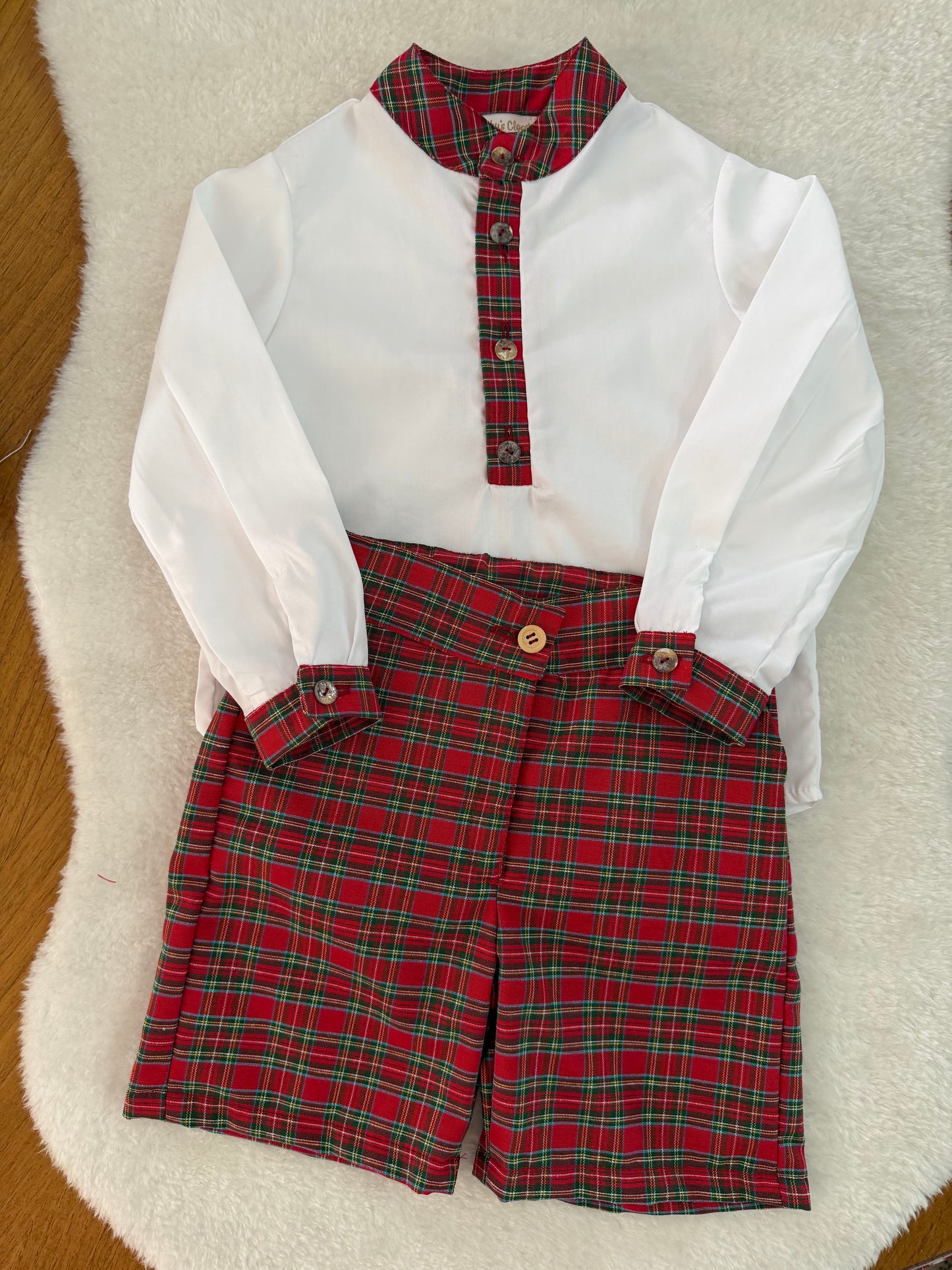 Red tartan short boys - PRE ORDER