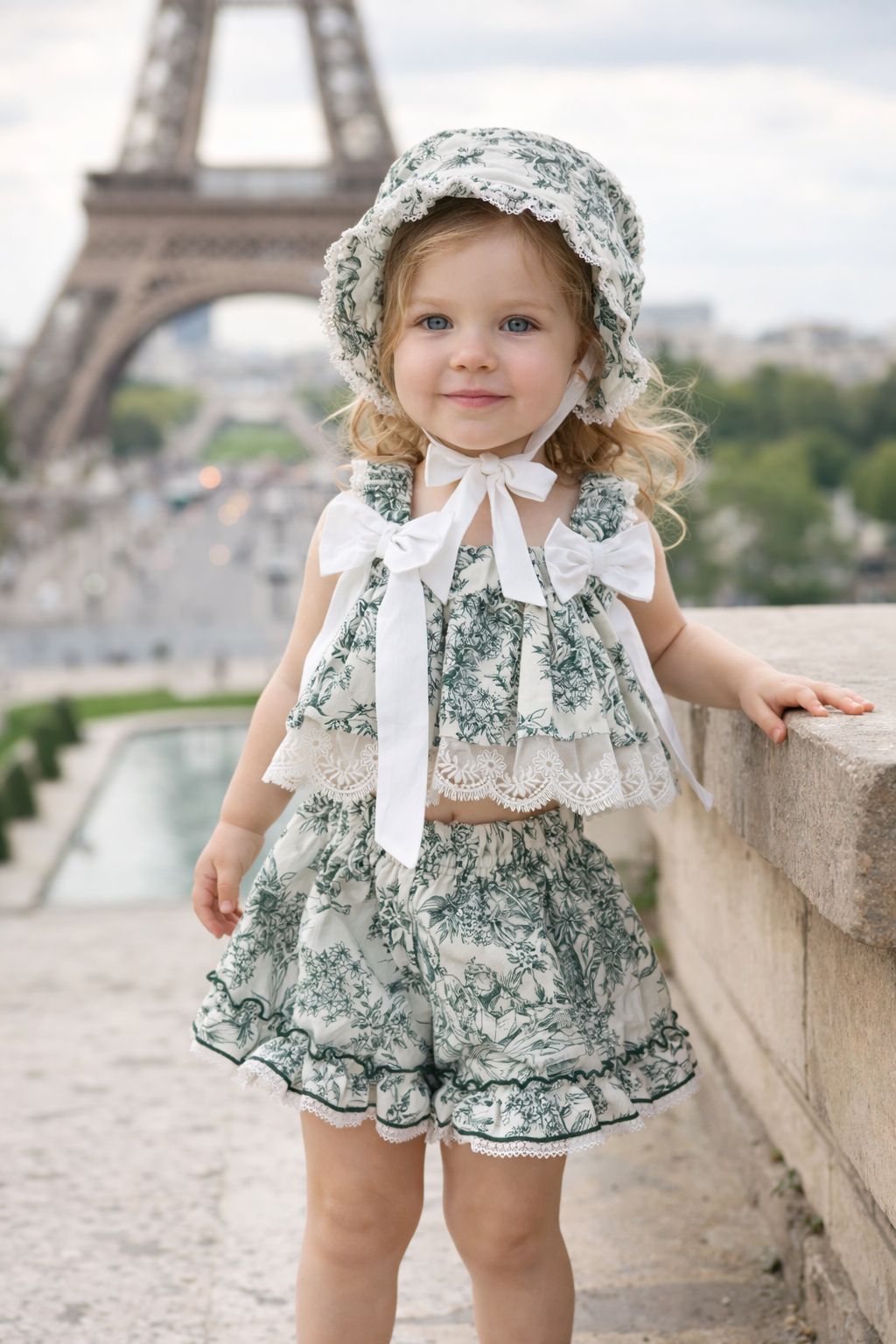 Toile de Jouy green short - PRE ORDER