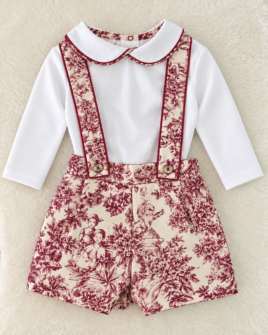 Toile de Jouy Burgundy LITTLE boy - PRE ORDER