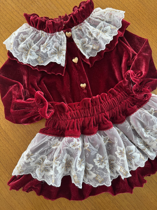 Cleo Burbundy velvet set - PRE ORDER